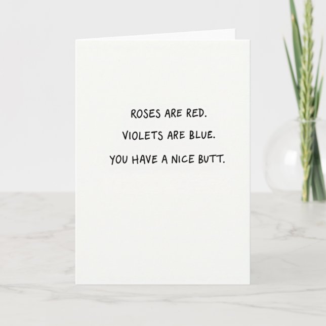 Carte de poème d'amour drôle pour les fesses (Devant)