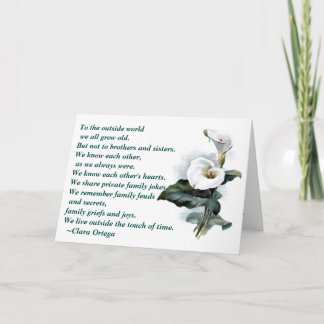 Carte de poème d'anniversaire de Lilly de calla de