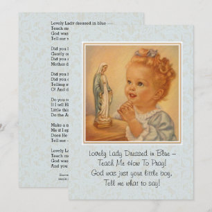 Carte de poème de prière catholique Vierge Sainte 