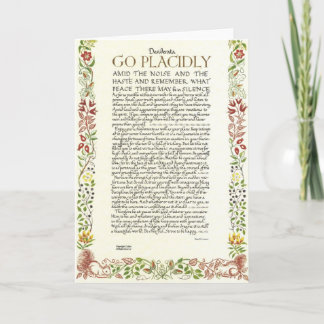 Carte de poème DESIDERATA Max Ehrmann-Fleurs sauva