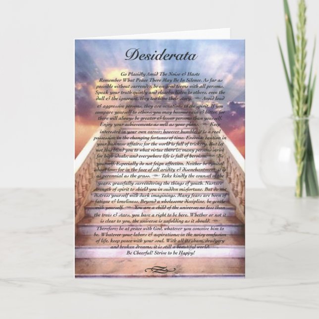 Carte de poème DESIDERATA sur l'escalier du ciel (Devant)
