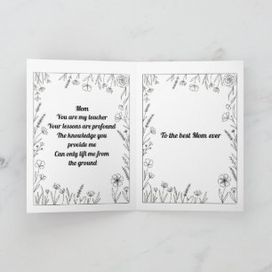 Carte de poème personnalisée pour la fête des mère
