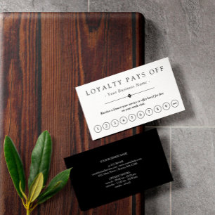 Carte de poinçon minimaliste de fidélité noire et 