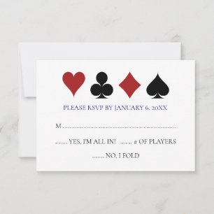 Carte de Poker Blue Las Vegas costume mariage RSVP