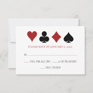 Carte de Poker Las Vegas costume mariage RSVP