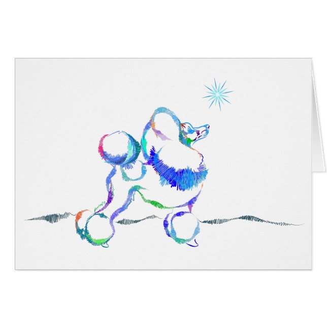 Carte de Poodle Hiver (Devant horizontal)