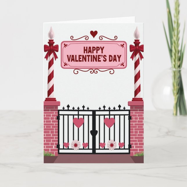 Carte de porte rayée Saint-Valentin joyeuse (Devant)