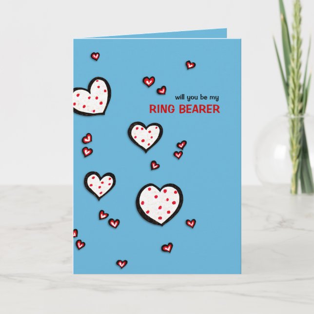 Carte de porteur de bague turquoise Dotty Hearts B (Devant)