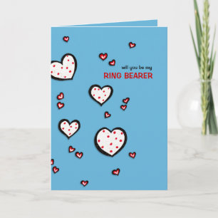 Carte de porteur de bague turquoise Dotty Hearts B