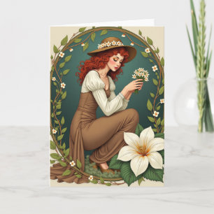 Carte de portrait à arche florale