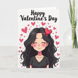 Carte de portrait d'anime pour la Saint-Valentin