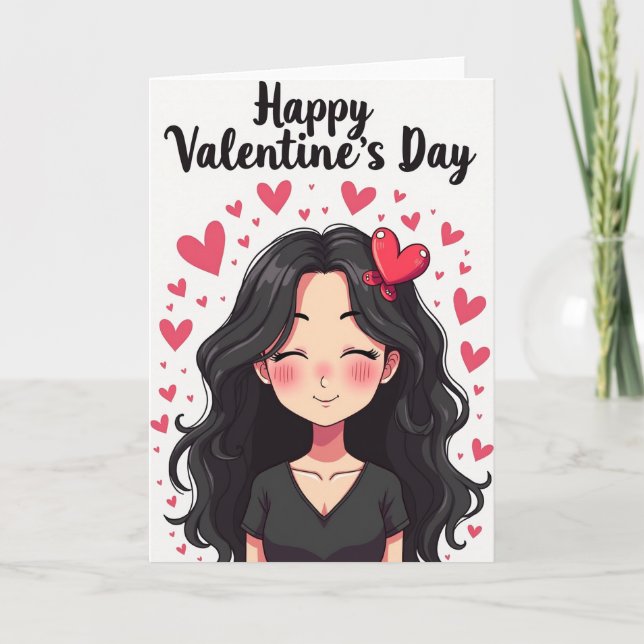 Carte de portrait d'anime pour la Saint-Valentin (Devant)