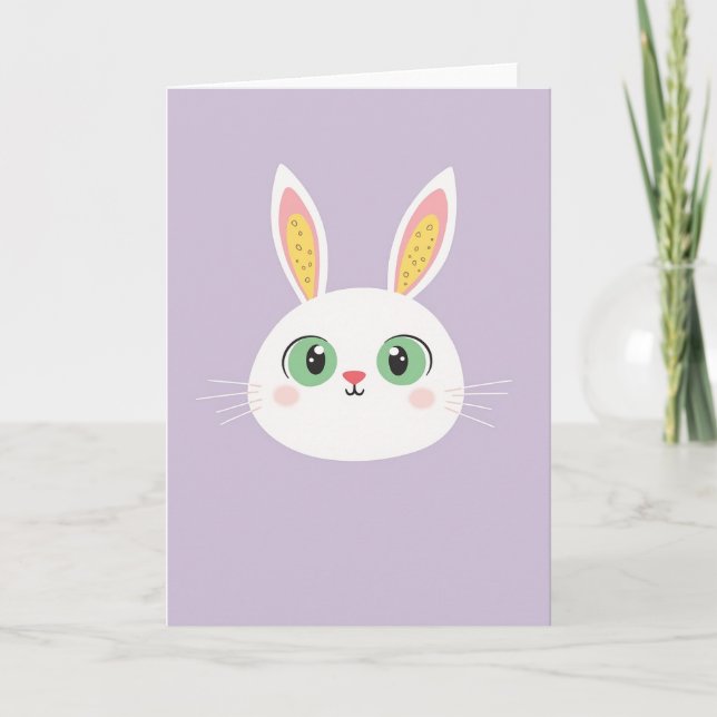 Carte de portrait d'art de lapin mignon (Devant)