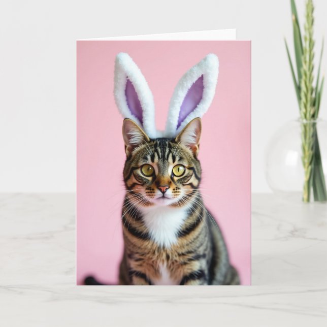 Carte de portrait de chat mignon avec des oreilles (Devant)