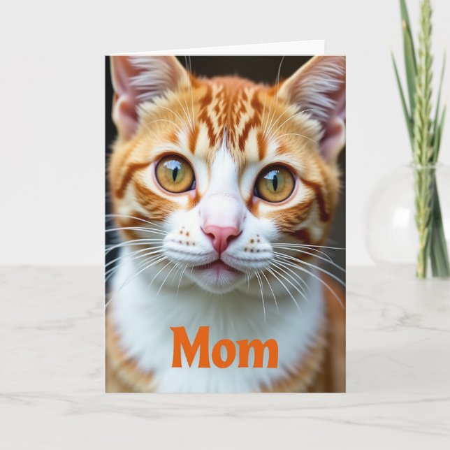 Carte de portrait de chat roux pour la fête des mè (Devant)