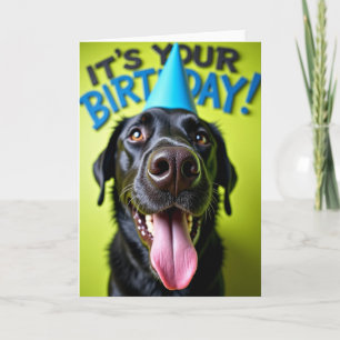 Carte de portrait de chien joyeux pour anniversair