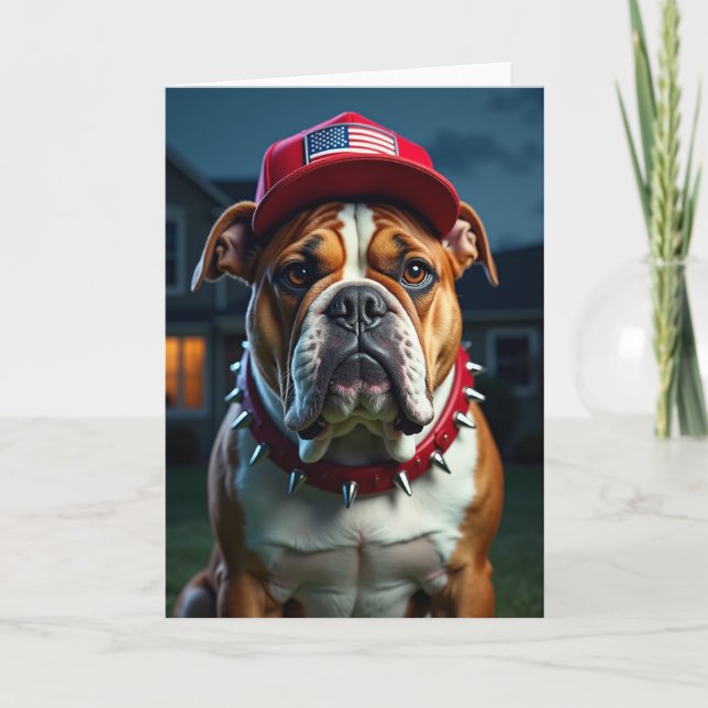 Carte de portrait de chien patriotique (Devant)