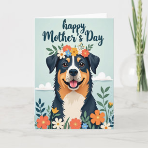 Carte de portrait de chiot floral