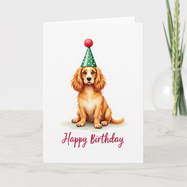 Carte de portrait de chiot joyeux pour anniversair (Devant)