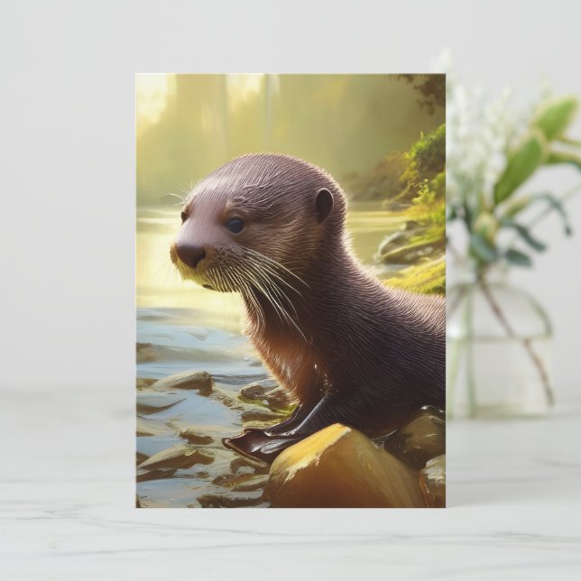 Carte de portrait de la faune de Baby Otter (Debout devant)