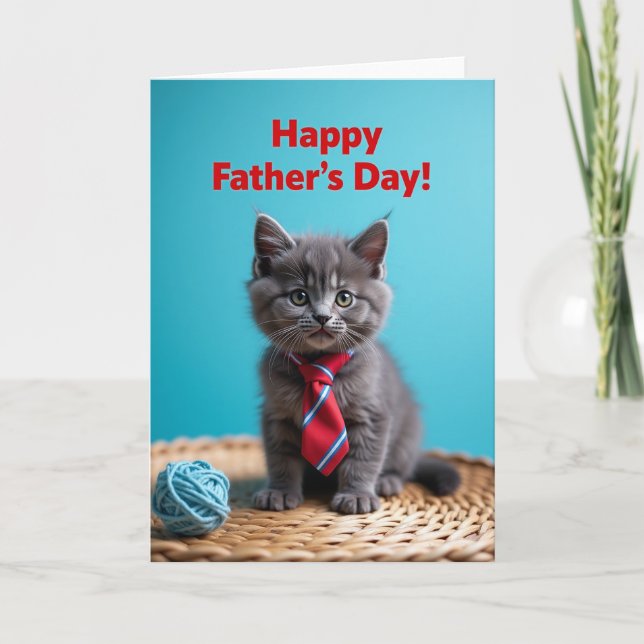 Carte de portrait de la fête des pères au chat duv (Devant)