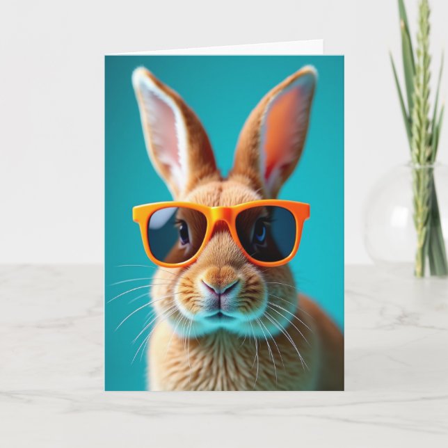 Carte de portrait de lapin cool (Devant)