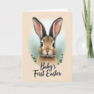 Carte de portrait de lapin de Pâques feuillu