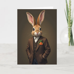 Carte de portrait de lapin élégant