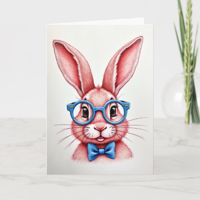 Carte de portrait de lapin intelligent (Devant)