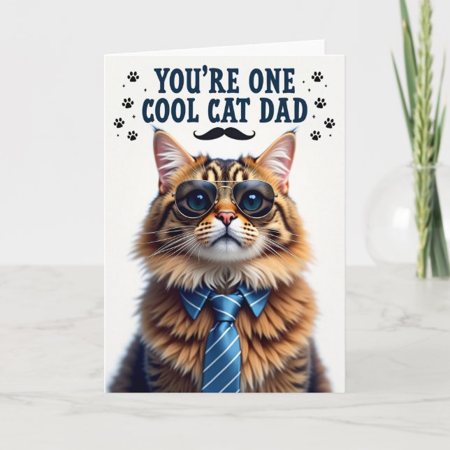 Carte de portrait de papa chat cool (Devant)