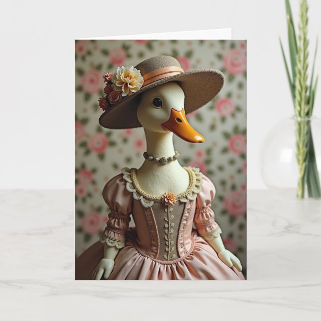 Carte de portrait d'oiseau dans un chapeau (Devant)