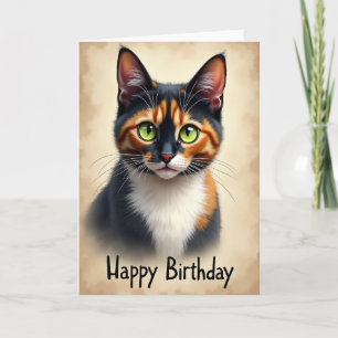 Carte de portrait félin d'anniversaire chaleureuse
