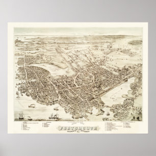 Carte de Portsmouth, New Hampshire en 1877 Poster