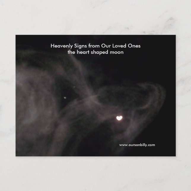 Carte de poste de lune en forme de coeur. (Devant)