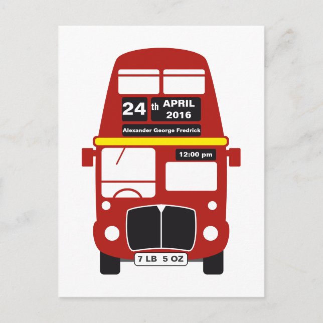 Carte de poste pour bébé Red Bus de Londres (Devant)