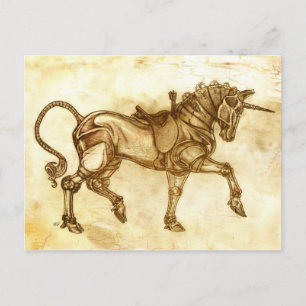 Carte de poste Steampunk Unicorn Sketch