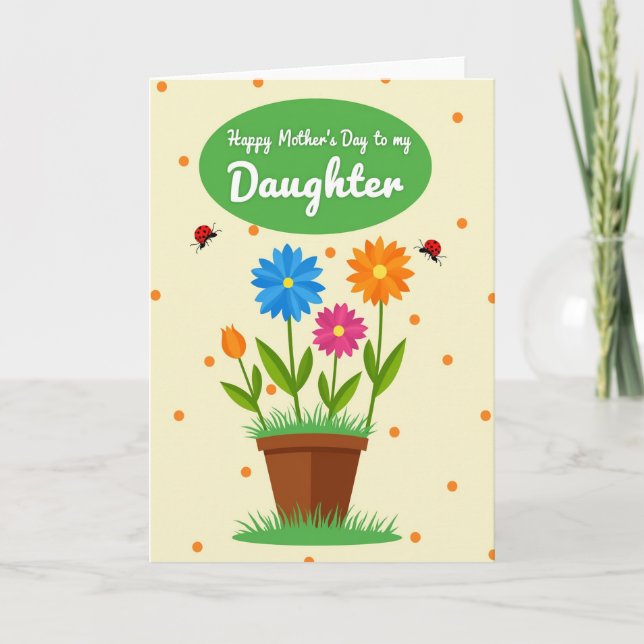 Carte de pot de fleurs à pois (Devant)