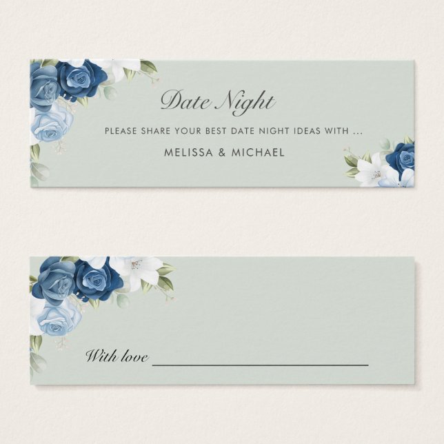 Carte de pot de nuit de noces à aquarelle florale (Devant & derrière)