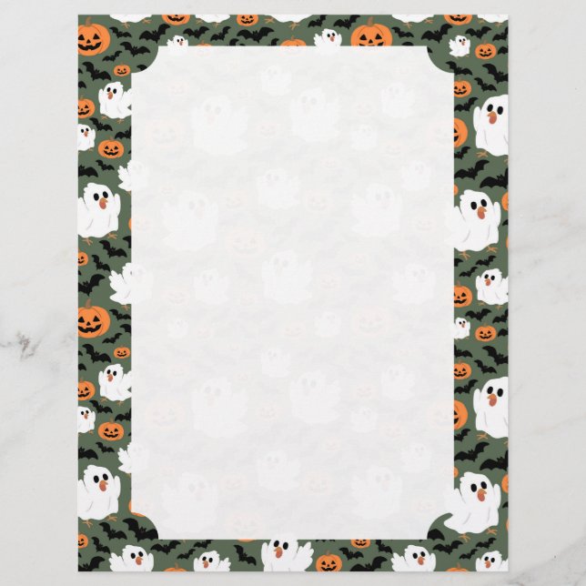 Carte de poulets fantômes mignons avec citrouilles (Devant)
