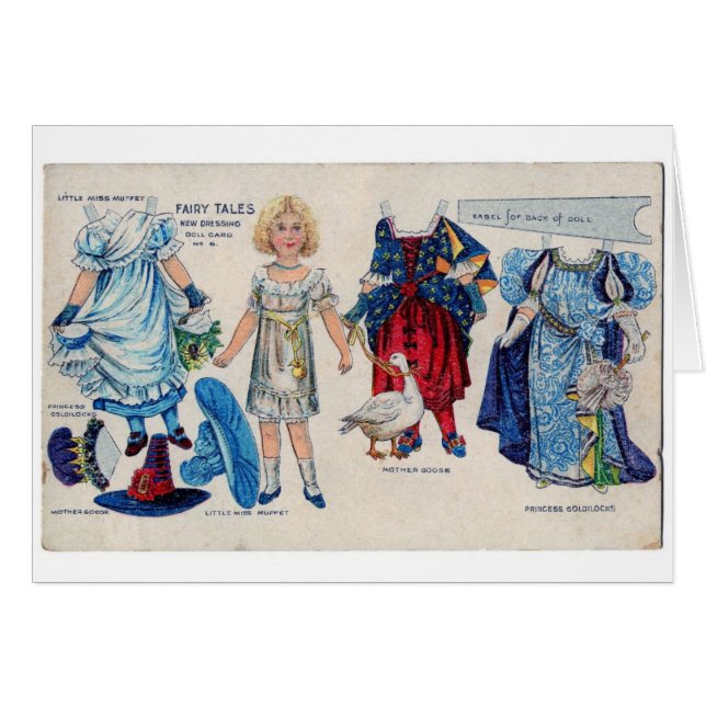 Carte de poupée de papier de fille de conte de (Devant horizontal)