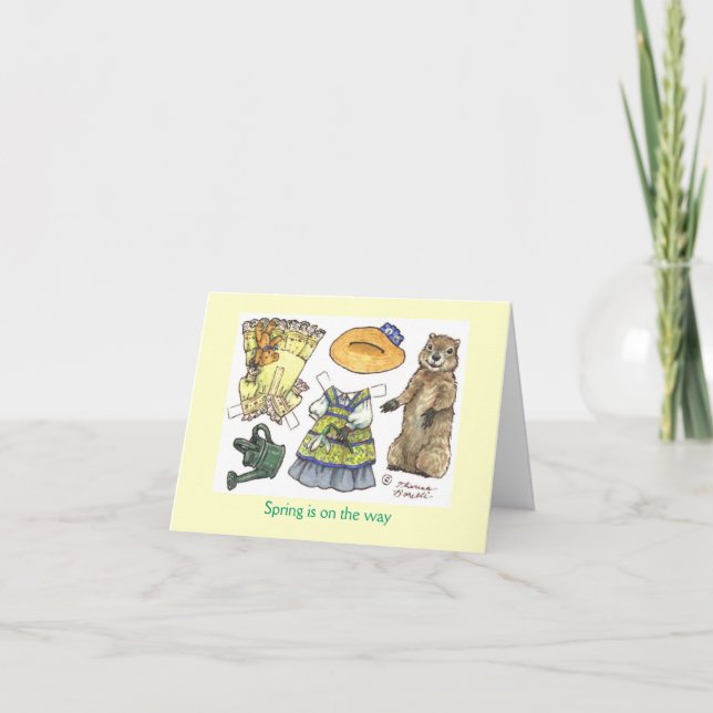 Carte de poupée de papier du jour de Groundhog (Devant)
