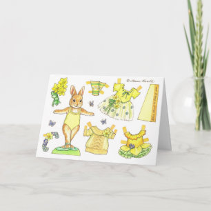 Carte de poupée papier lapin de Pâques