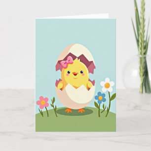 Carte de poussin au nœud papillon jaune