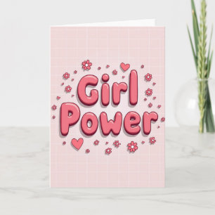 Carte de pouvoir de fille mignonne rose