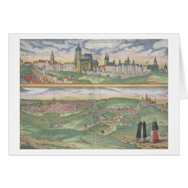 Carte de Prague, de "Civitates Orbis Terrarum" par (Devant horizontal)