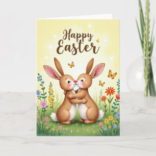 Carte de Prairie de Lapin d'Amour de Printemps