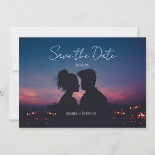 Carte de Pré-annonce de Mariage avec Silhouette au
