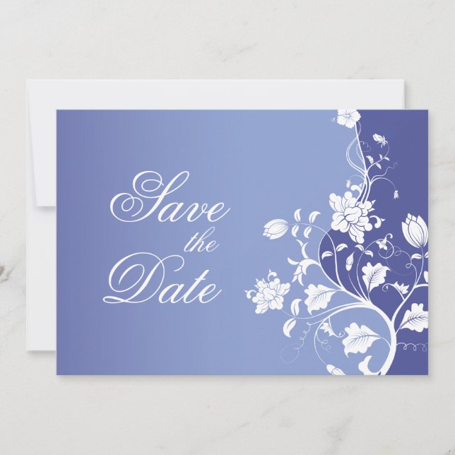 Carte de pré-annonce de mariage Floral Violet Bleu (Devant)