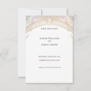Carte de pré-annonce de mariage iridescente celtiq