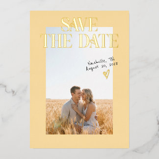 Carte de pré-annonce de mariage photo jaune en feu
